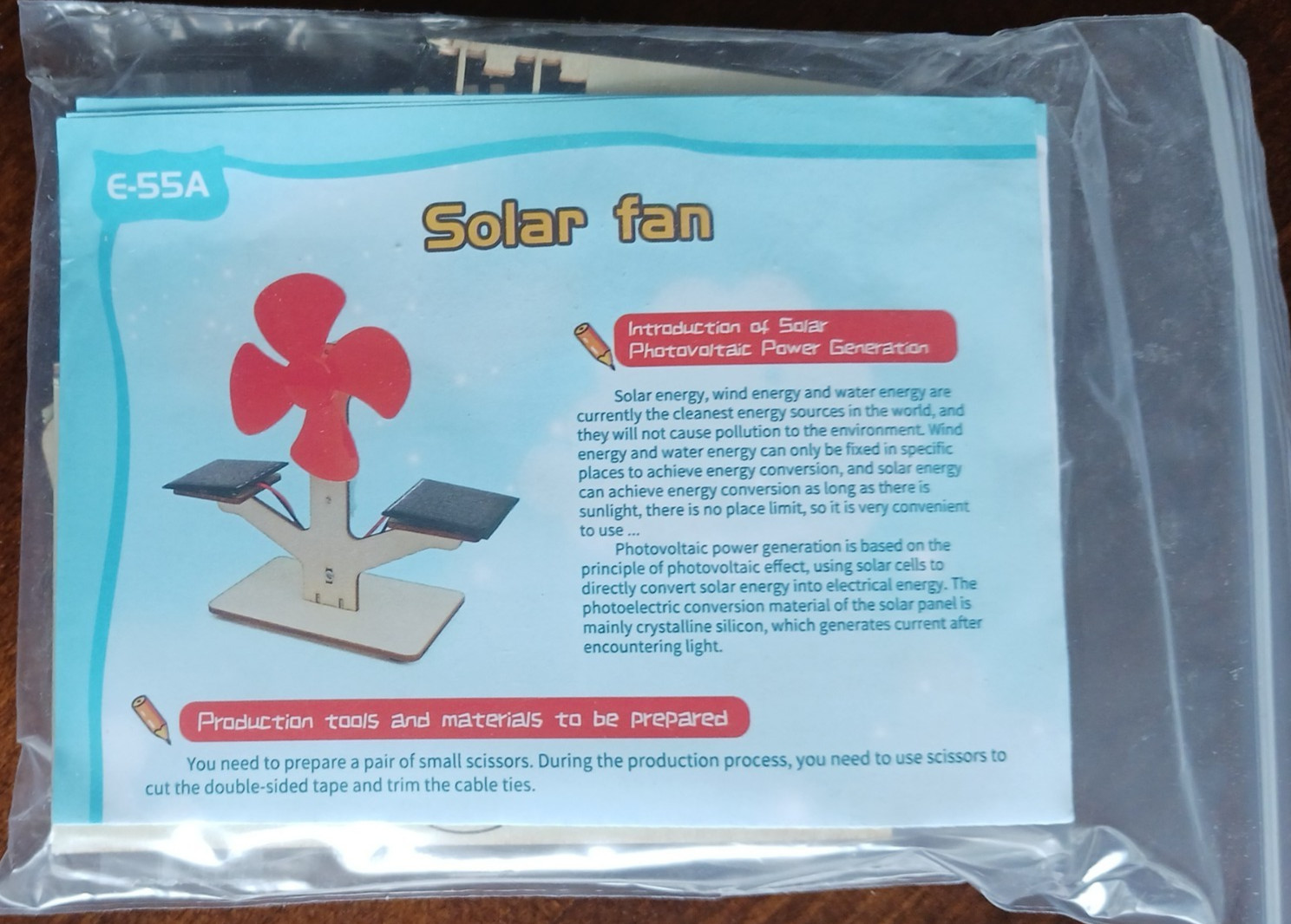 SOLAR POWERED FAN - Working Scientific STEM Wooden DIY Electric Model NEW