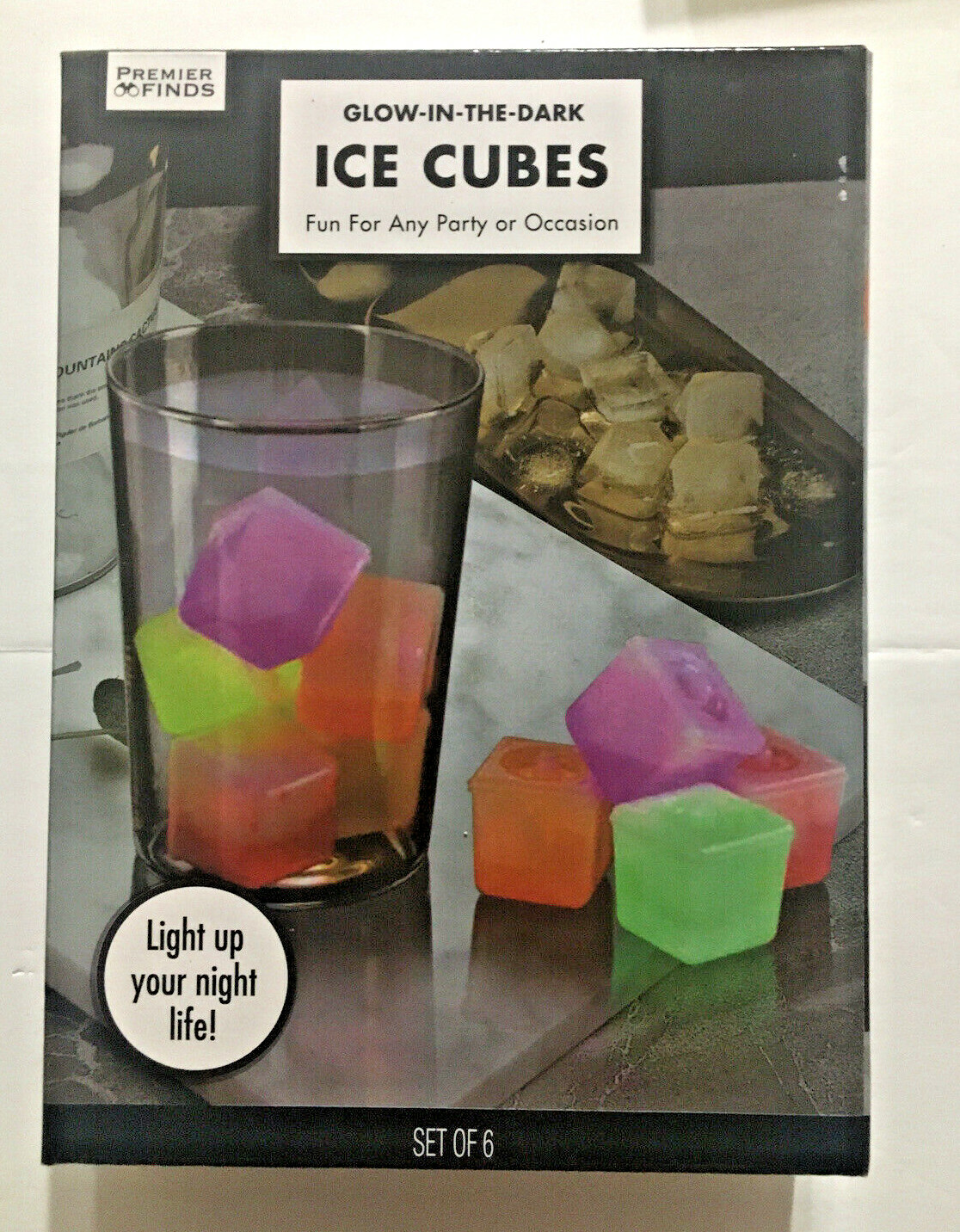 Glow In The Dark Ice Cubes, Party Supply, Birthday, Fiesta, NIB 2 Boxes-12 Cube