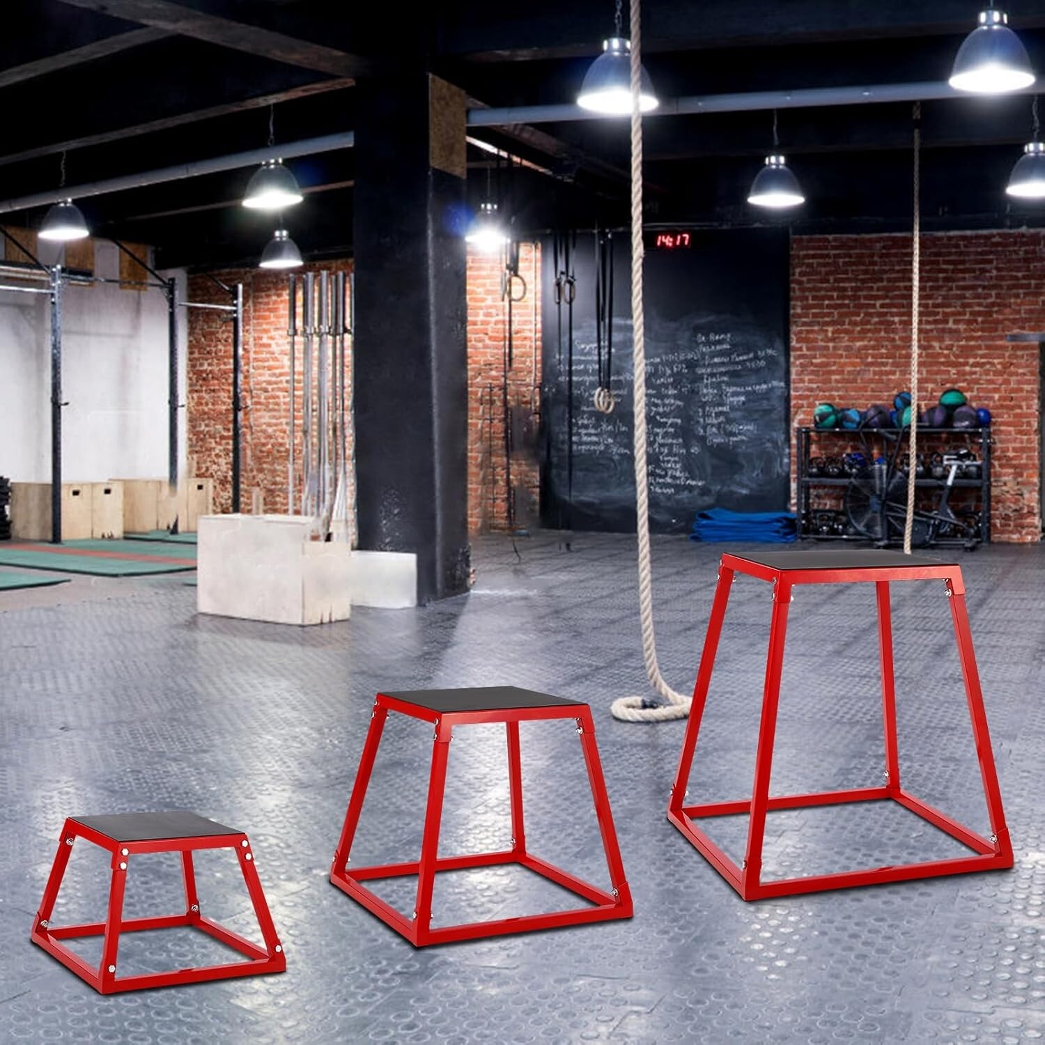 Plyometric Jump Box Steel Plyo Boxes with Rubber Pad for Home Gym Jump Platforms