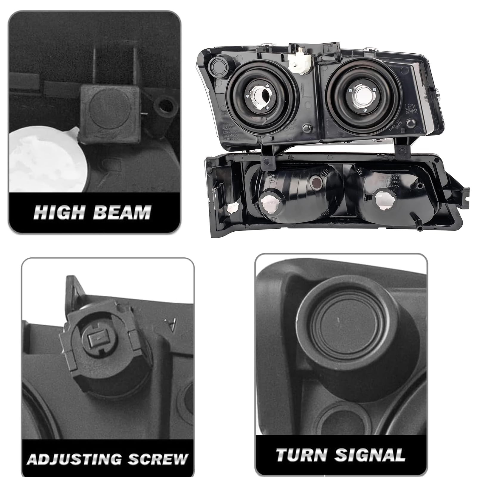 Headlights Assembly w/Bulbs compatible with 2003 2004 2005 2006 Chevy Silvera...