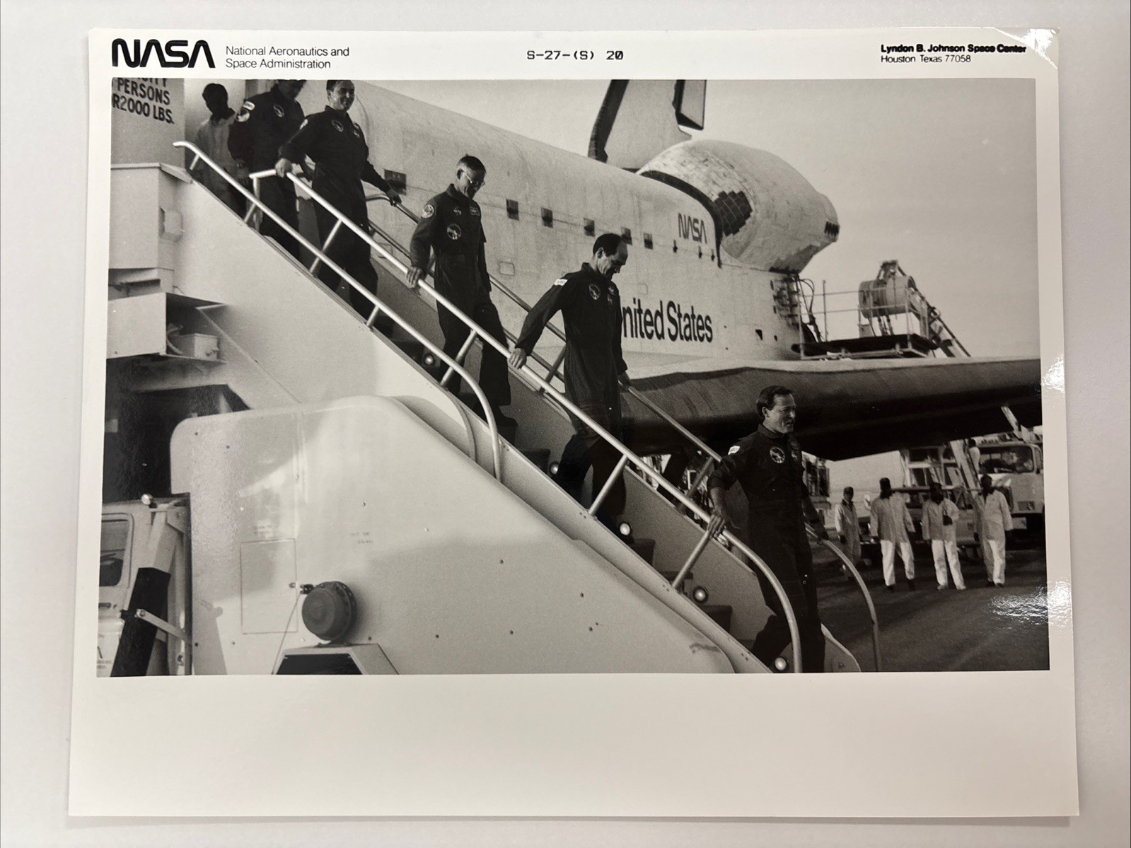 NASA STS 27 Atlantis Crew Deboard Space Shuttle Black Numbered Press Photo
