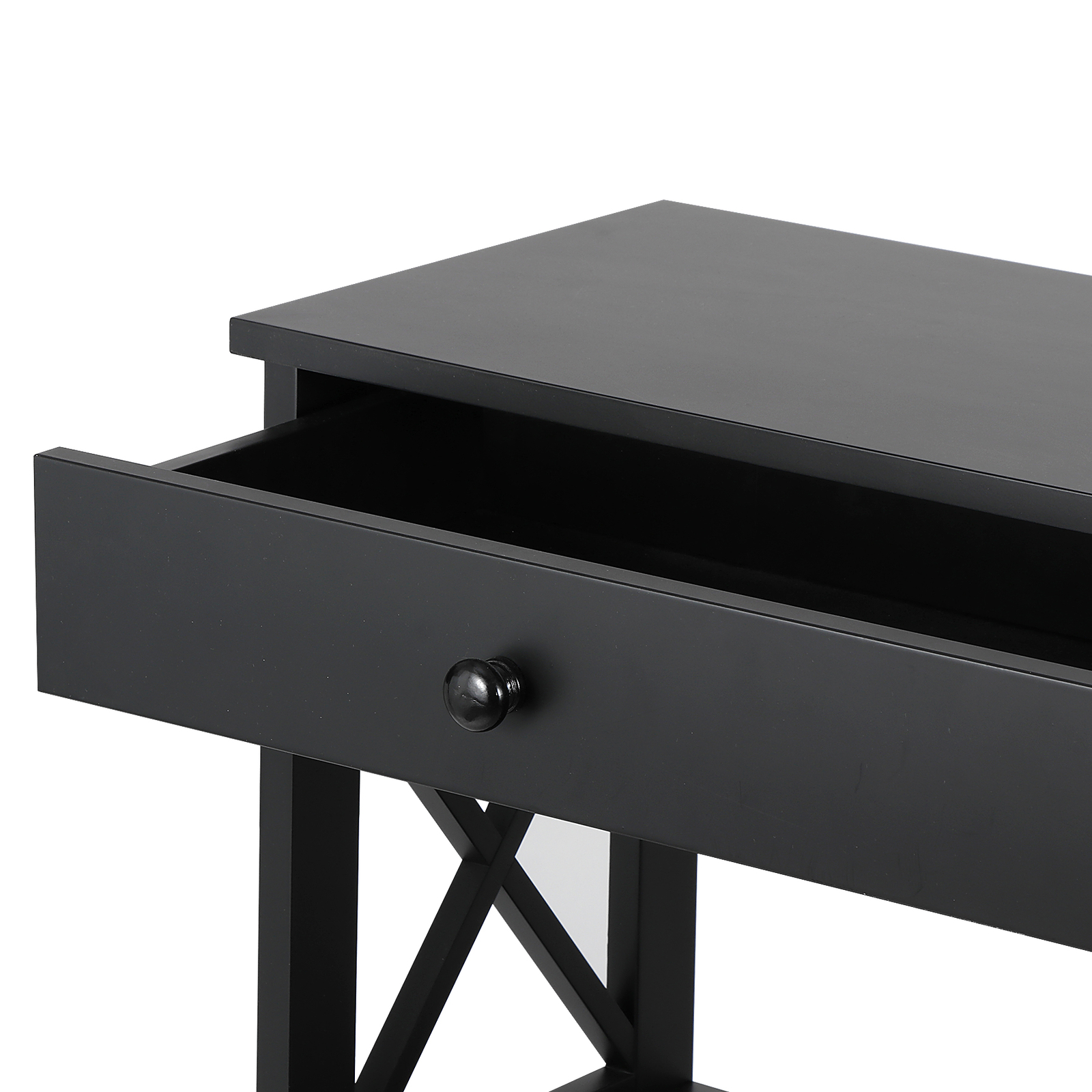 Wood Console Table 3 Tier Narrow Entryway End Sofa Table w/Storage Drawer Black