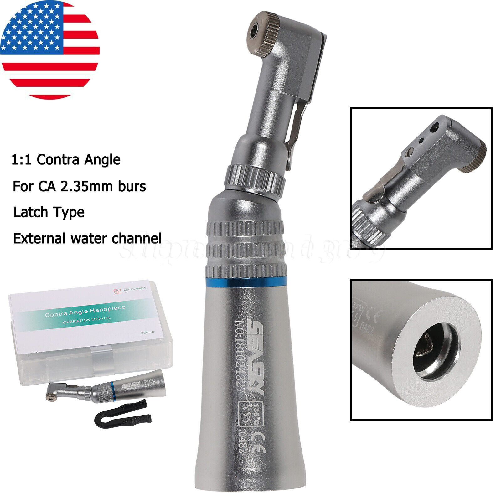 NSK Style Dental Slow Low Speed Handpiece Push Button/Latch Contra Angle E-type