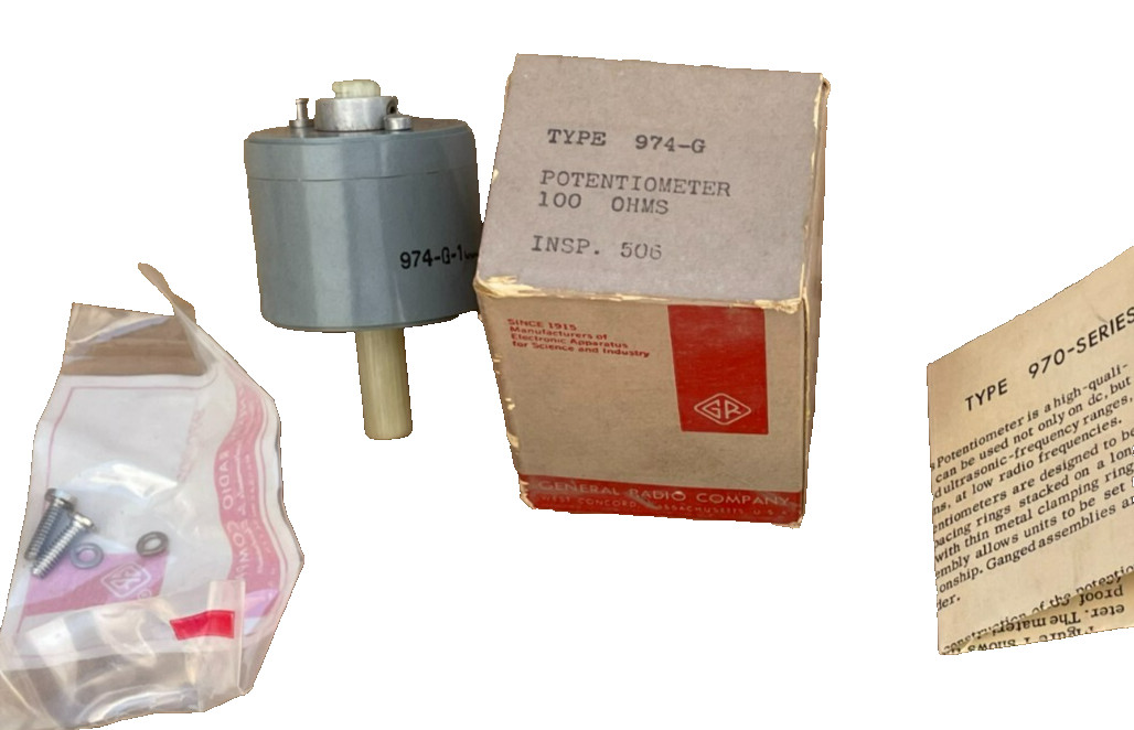 General Radio Company Resistor / Potntiometer, 100 Ohms Type 974-G