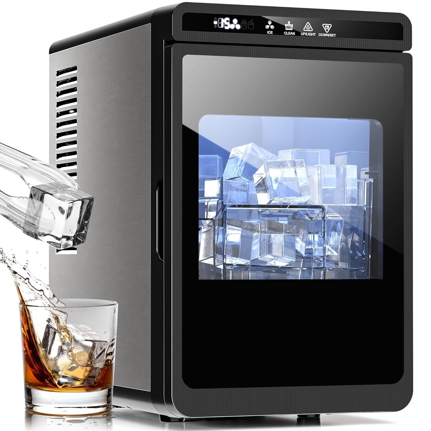 2'' Clear Ice Square Maker Machine,150 PCS/Day,Ice Cube Maker Automatic Cleaning