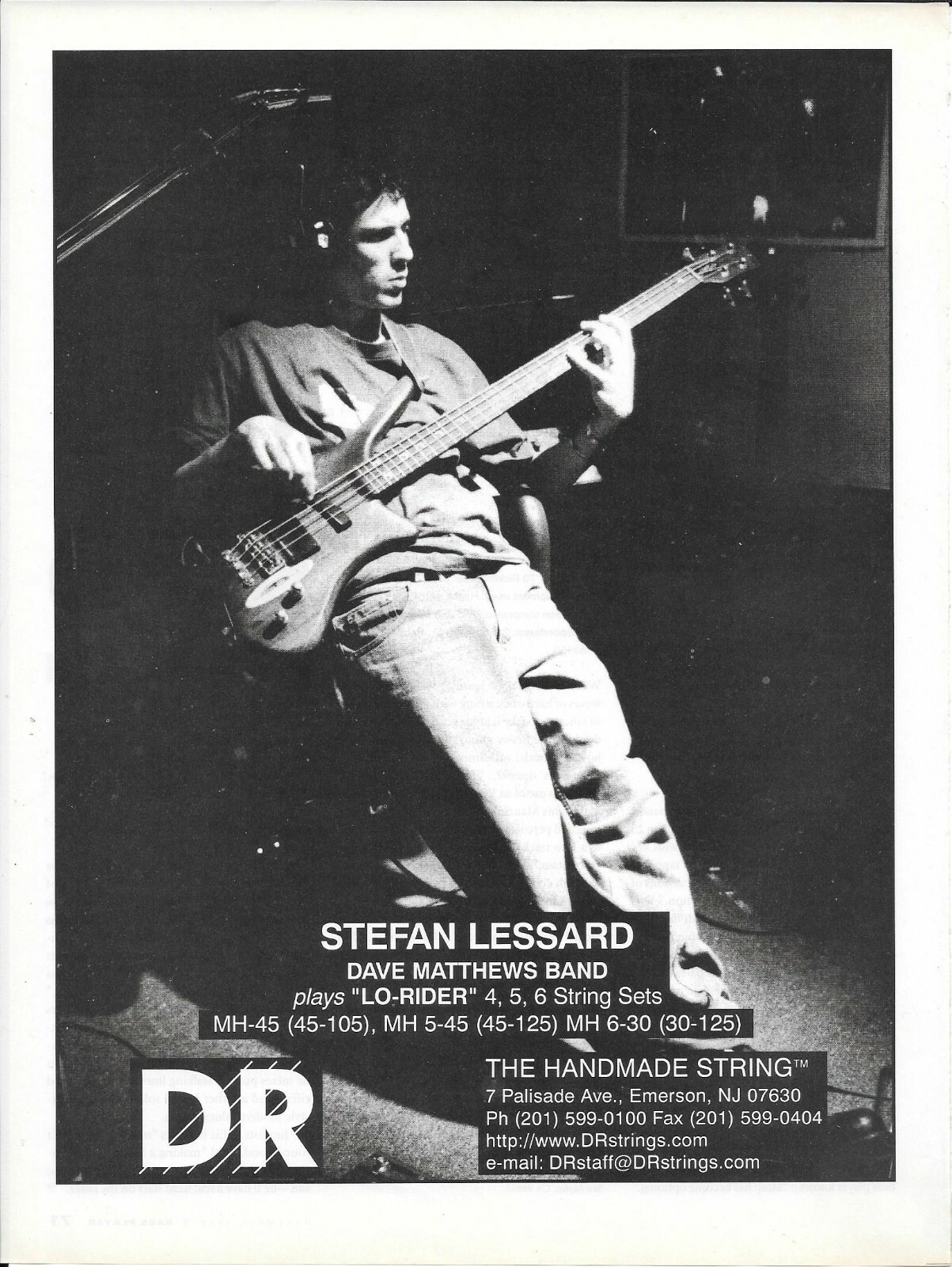 DR Strings - STEFAN LESSARD of DAVE MATTHEWS BAND - 1998 Print Advertisement