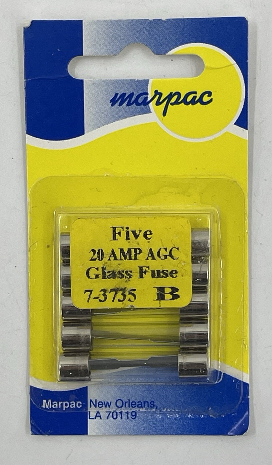 Marpac Glass Fuse 7-3735 AGC 20 AMP Qty: 5  New in Package NIP
