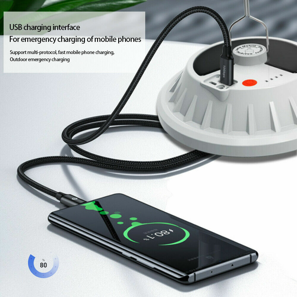 Solar/USB Rechargeable 120LED Camping Light Tent Flashlight Hiking Lantern Lamp