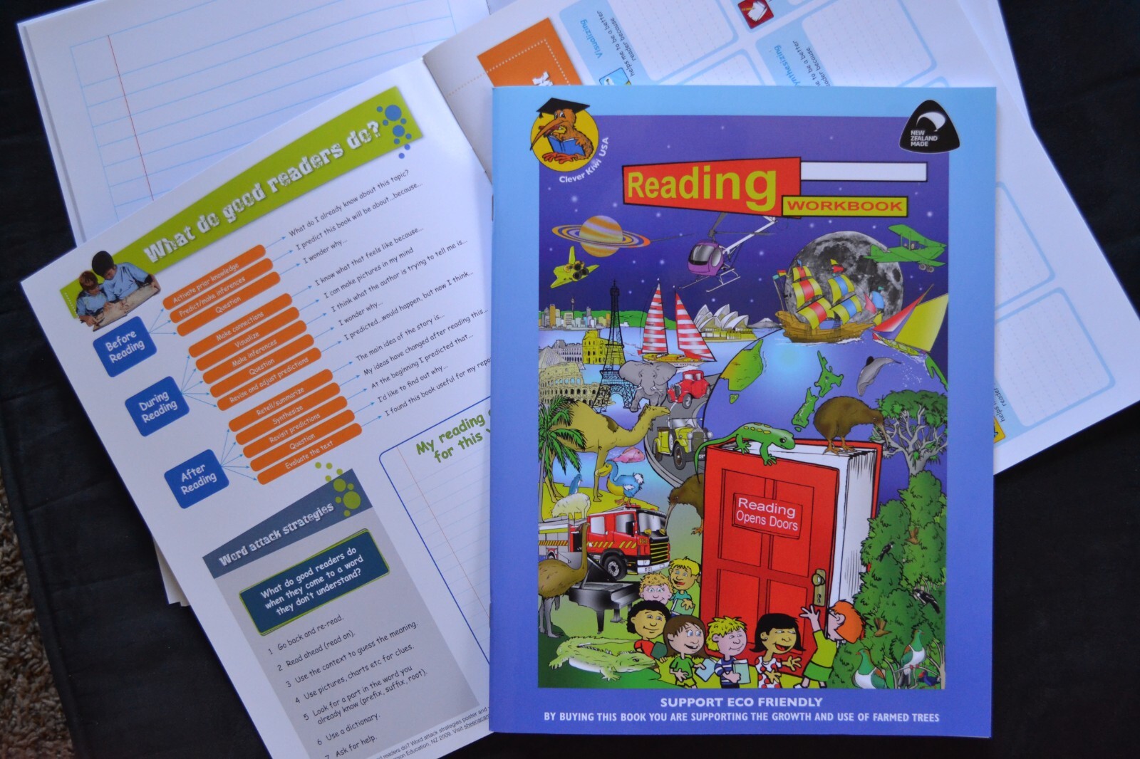 Clever Kiwi USA Children's Reading Journal/Exercise Book with Built-in Resources