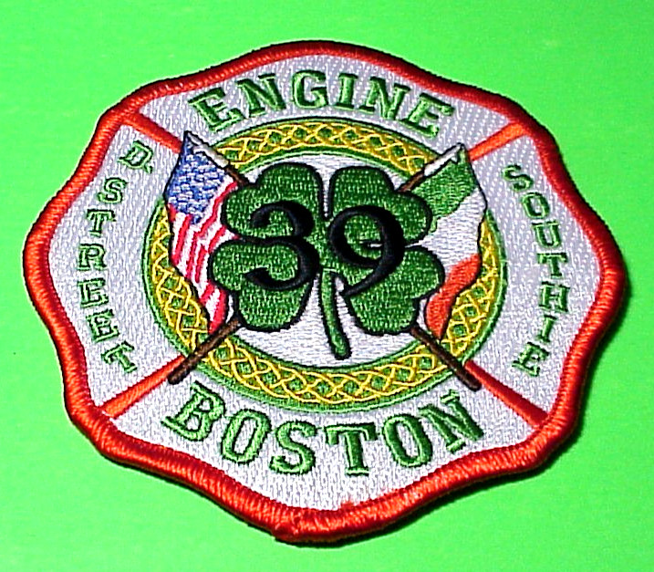 BOSTON  MASSACHUSETTS  ENGINE 39  D. STREET  4"  FIRE DEPT  PATCH  FREE SHIPPING