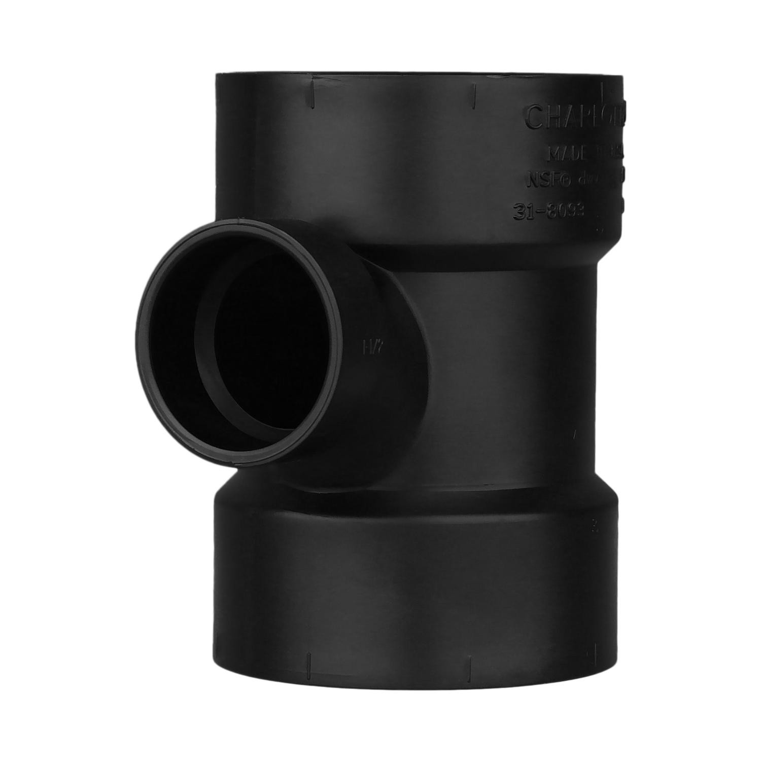 Charlotte Pipe ABS004011200 Black ABS Sanitary Tee 3 x 1-1/2 Hub Dia. in.