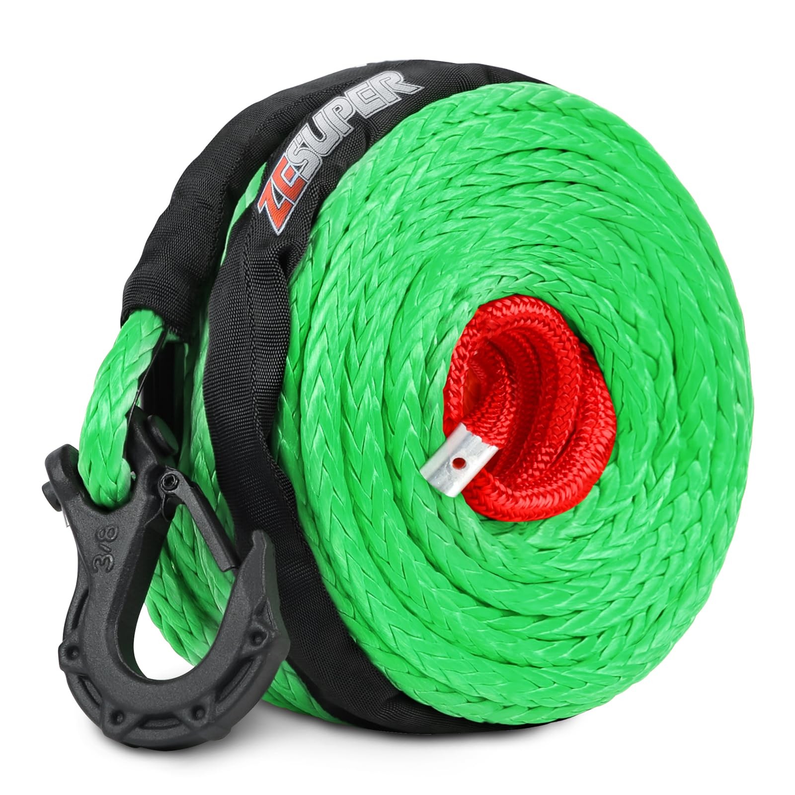 "3/8" x 100ft Synthetic Winch Rope 26500 lbs for 4WD OffRoad Recovery"