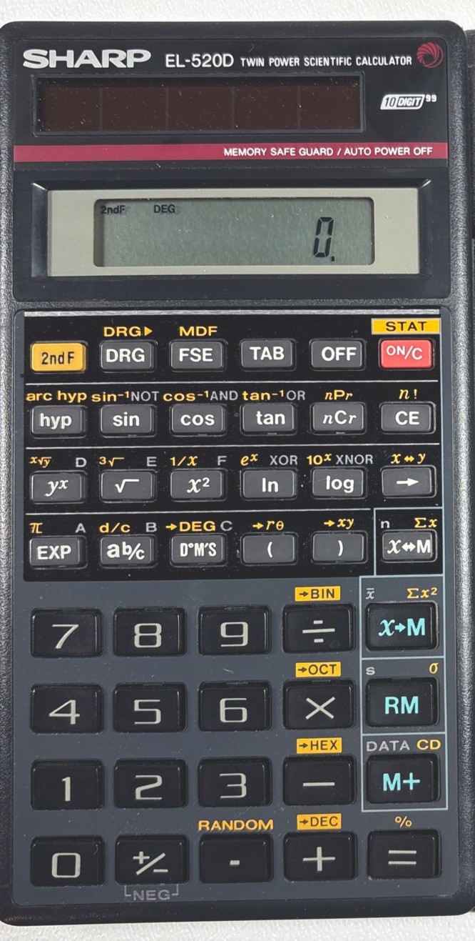 Vintage Sharp EL-520d  Programmable Scientific Calculator w/ Case - Working
