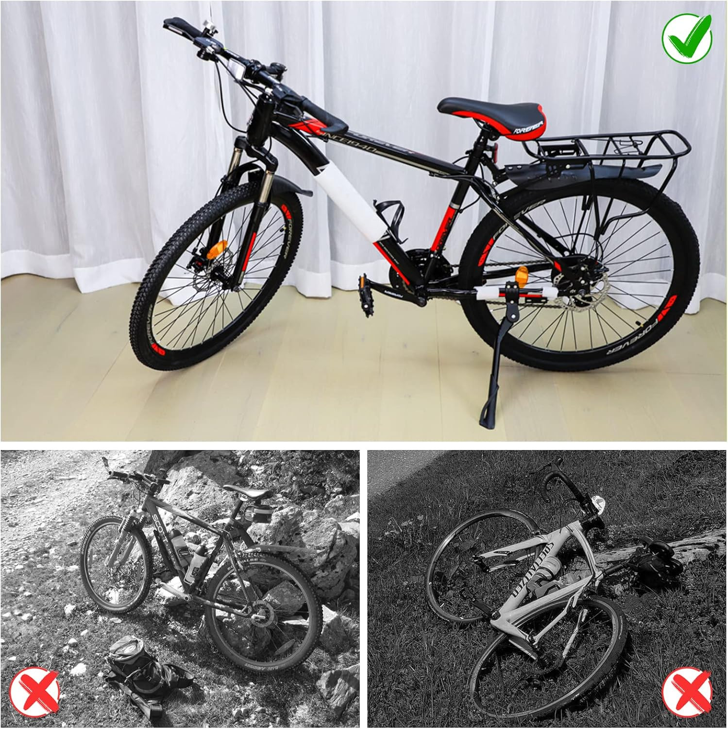 Cyfie Adjustable Bike Kickstand for 24 26 27 27.5 28 29 Inch Wheel Rear Side Bic