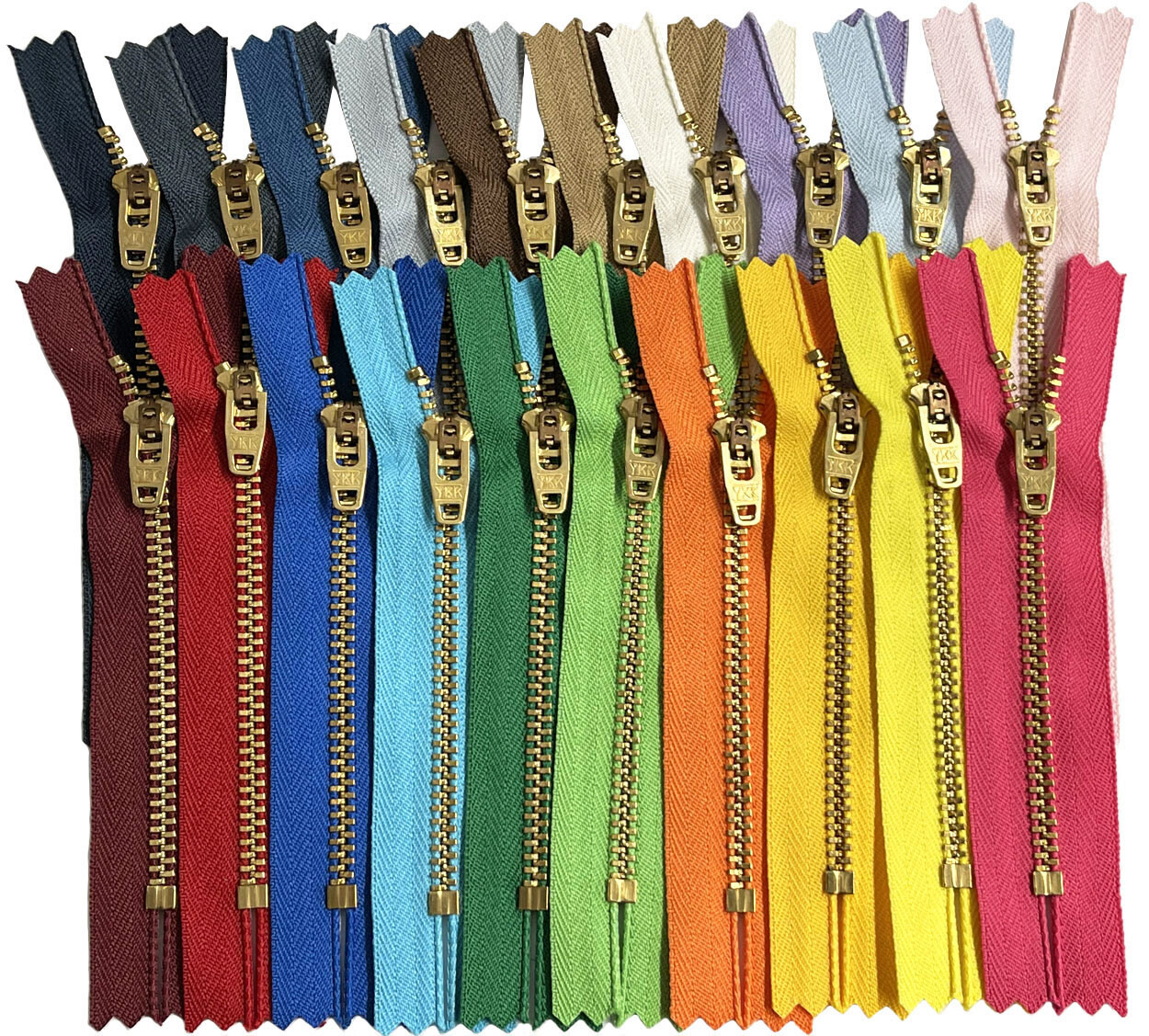 20pcs YKK #4.5 Brass Pant/Dress Zippers Bulk Closed-End 20 Colors Length 4" -11"