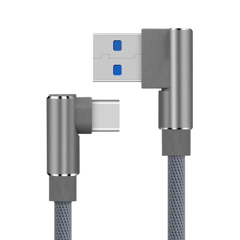 3/6/10Ft USB to Type-C 90 Degree Cable Fast Charger Charging Data Sync Cord Lot