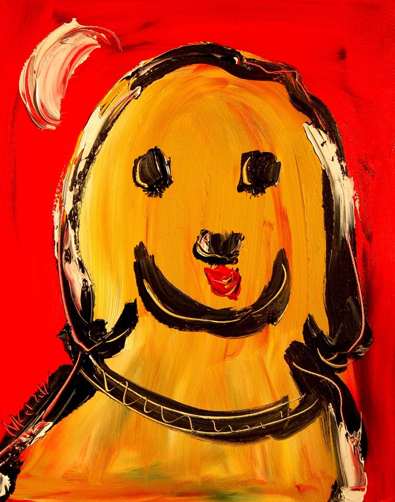CUTE DOG  ART Painting on canvas IMPRESSIONIST ART  BY MARK KAZAV RY79