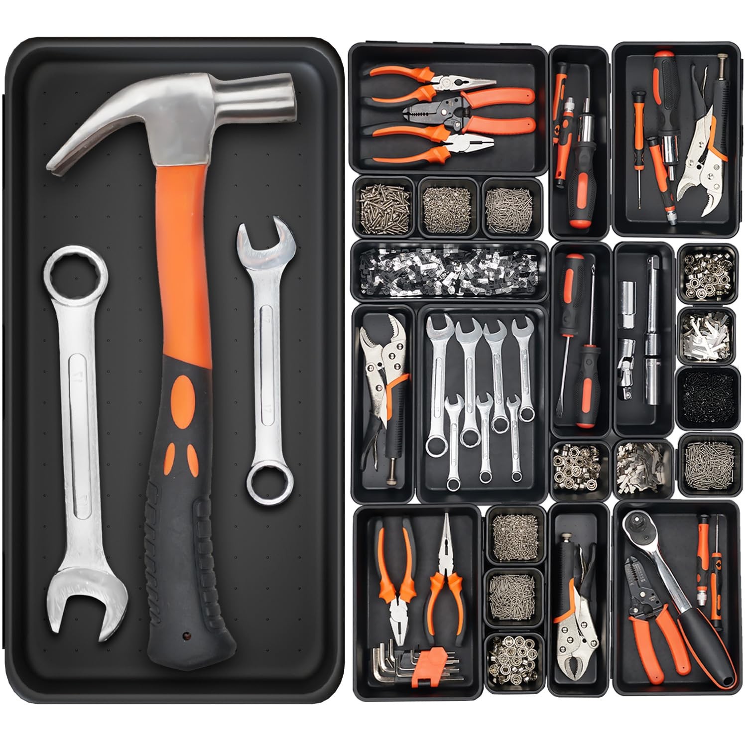 20 Pack Tool Box Organizer Tray, 5-sizes Large 12'' Tool Box Organizers And S...