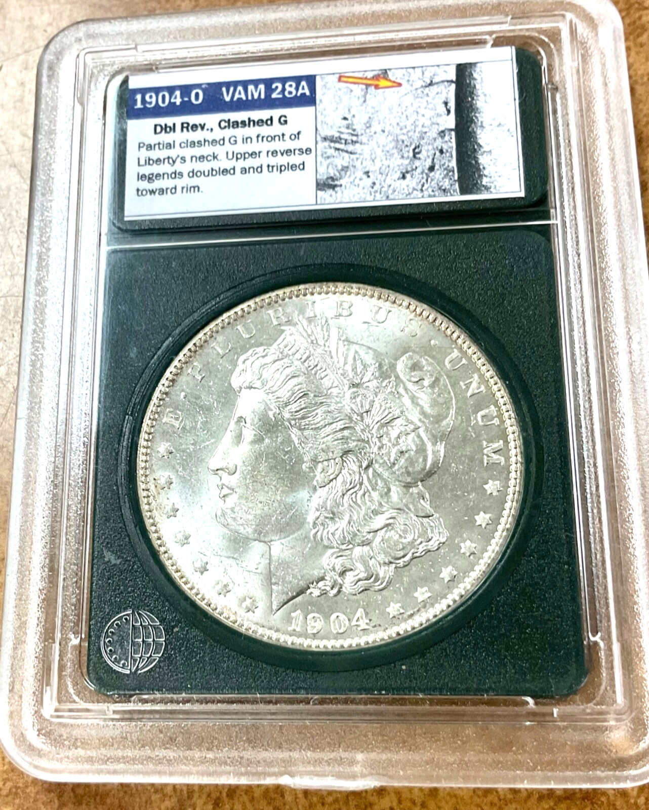 1904-O MORGAN dollar  VAM 28A Dbl Rev. Clashed G  R-5 VSS BU