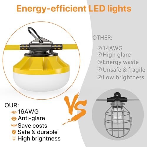 Construction String Lights: 100W Led Construction String Lights with 10 100FT