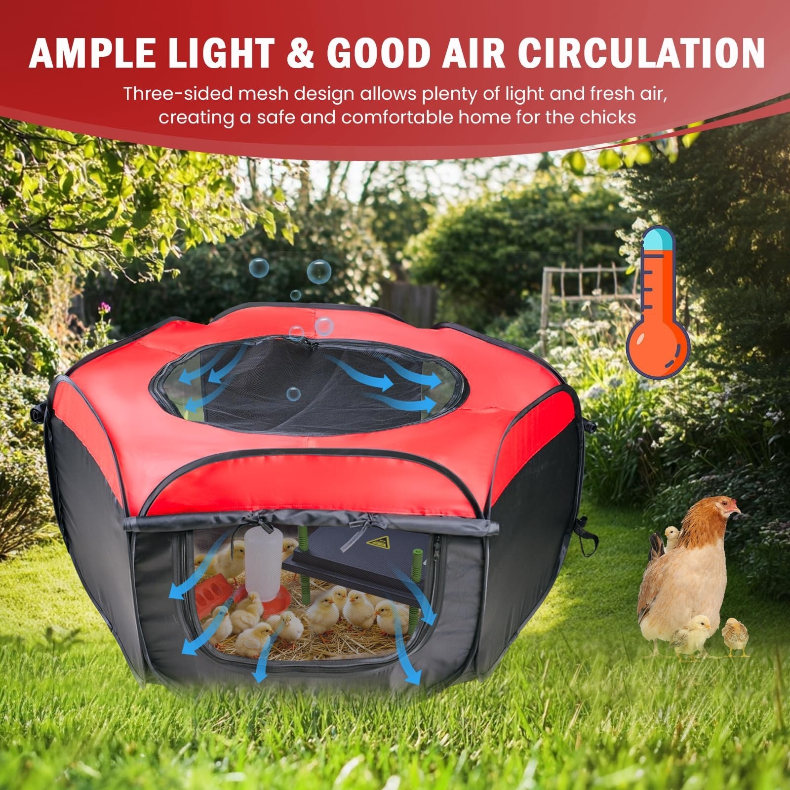 Chicken Brooder Box Kit - 10x12" Heating Plate, Feeder & Waterer - 4-in-1 Starte