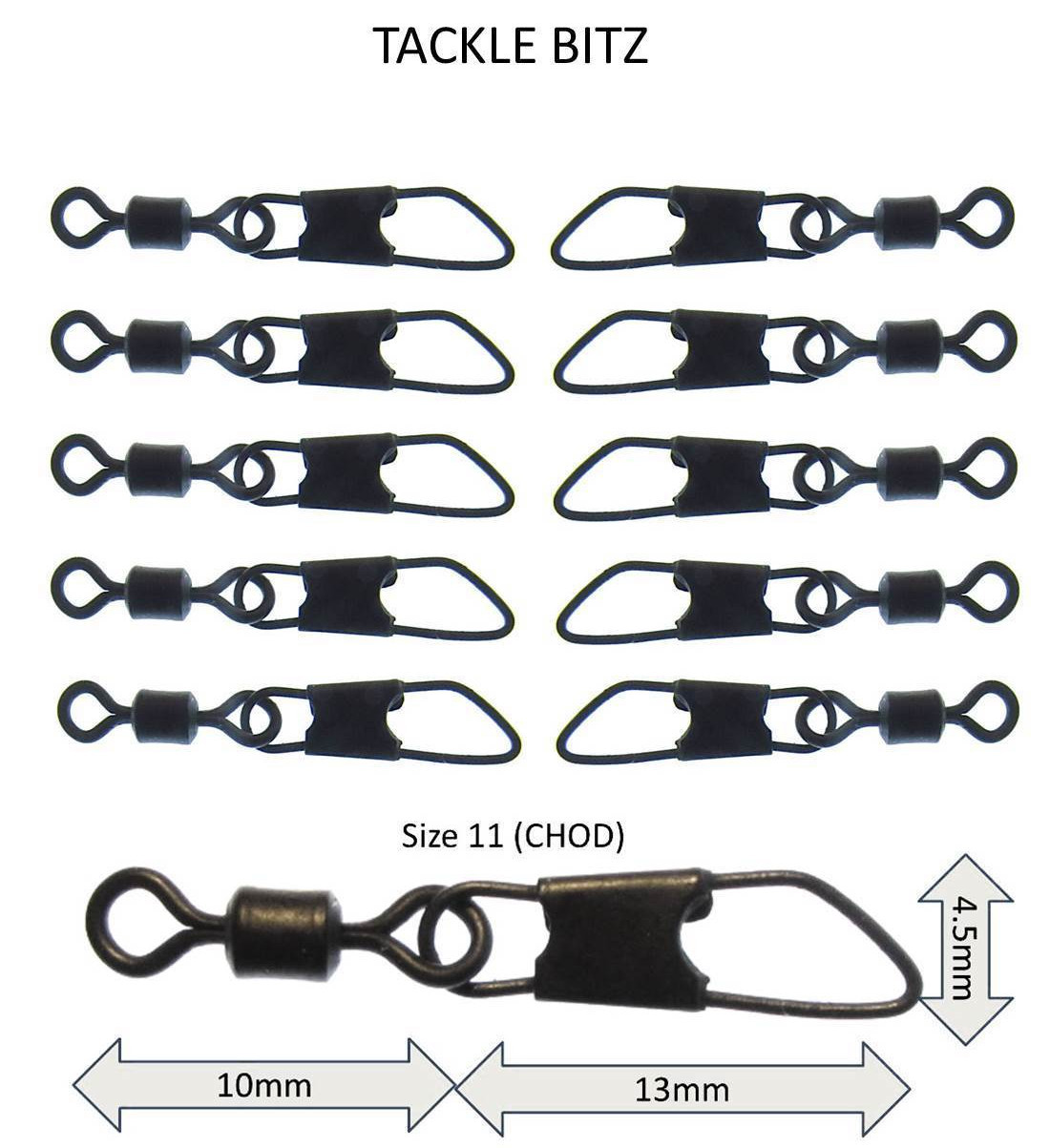 20 Safety snap link swivels Size 11 Matt Black Carp fishing Tackle Chod Rigs