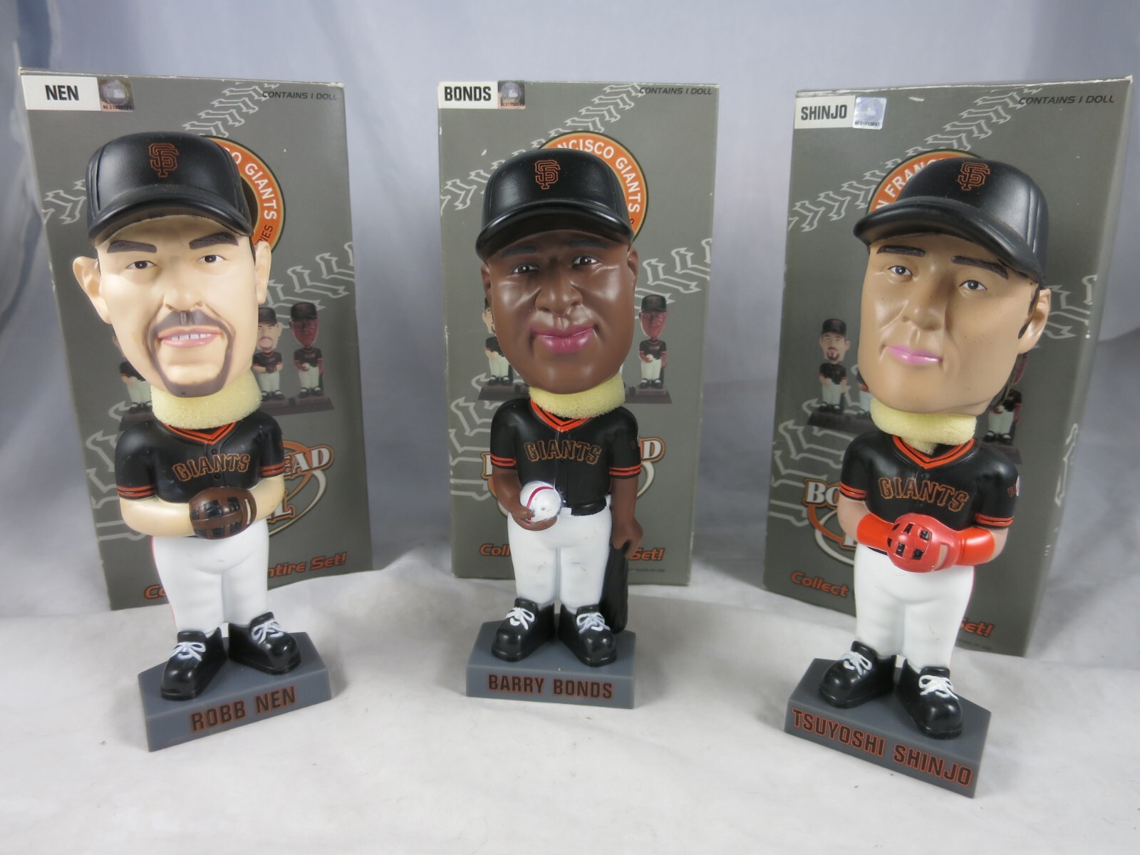2002 SF Giants Nen Bonds Shinjo Baseball 3 Bobbleheads Collectors New Orig Boxes