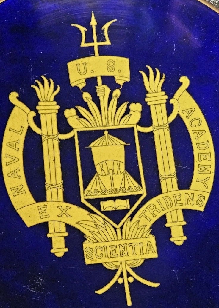Rare Antique Solid Brass & Enameled U.S. Naval Academy Crest Commerative Plate