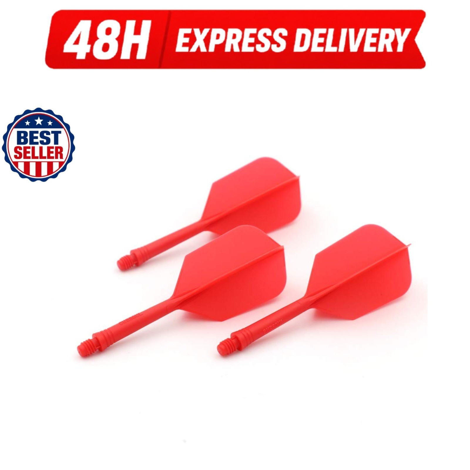 CUESOUL Integrated Dart Shaft and Flights Set of 3 - Red