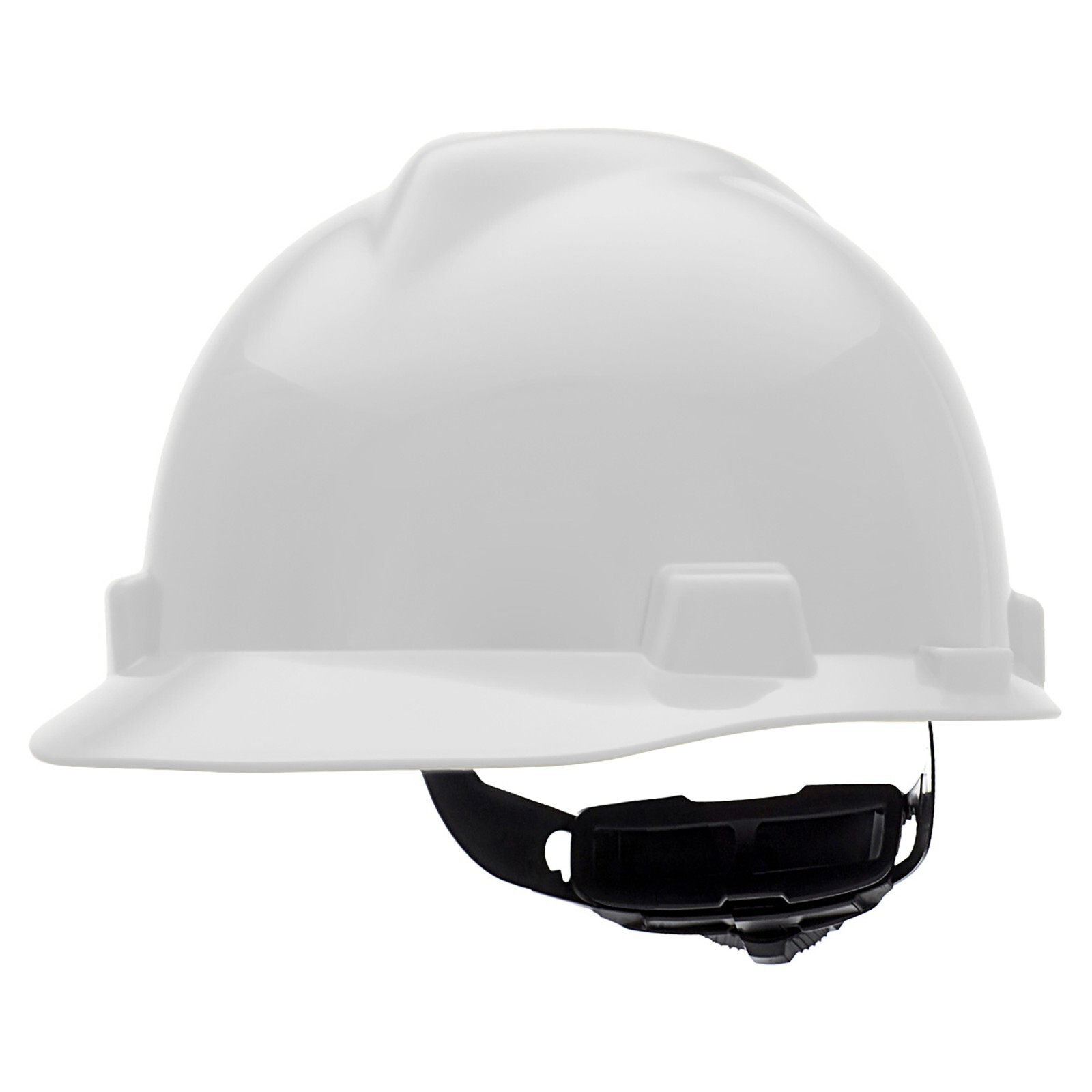 MSA WHITE V Gard ANSI OSHA Construction Safety HARD HAT 4 PT Ratchet Suspension