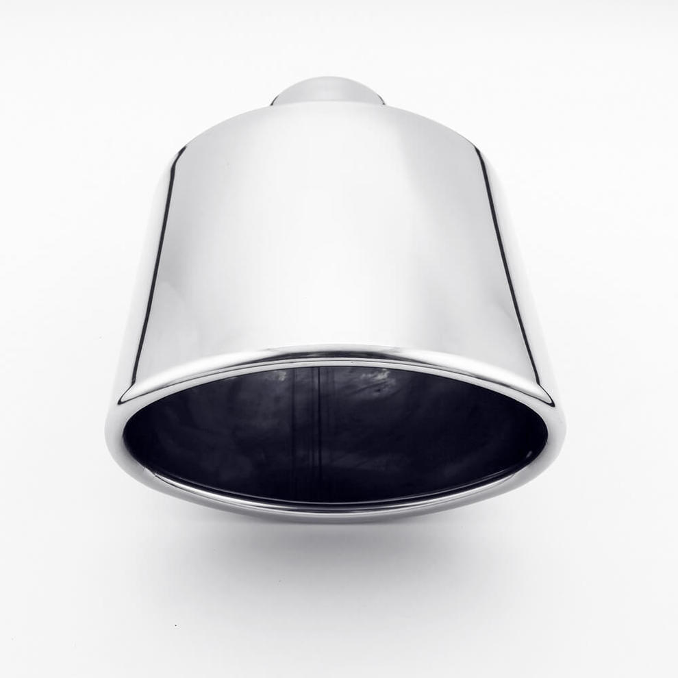 2.5" In 6.1" W 4" H Oval Out 304 Stainless Steel Exhaust Tip 10" Long Angle Cut