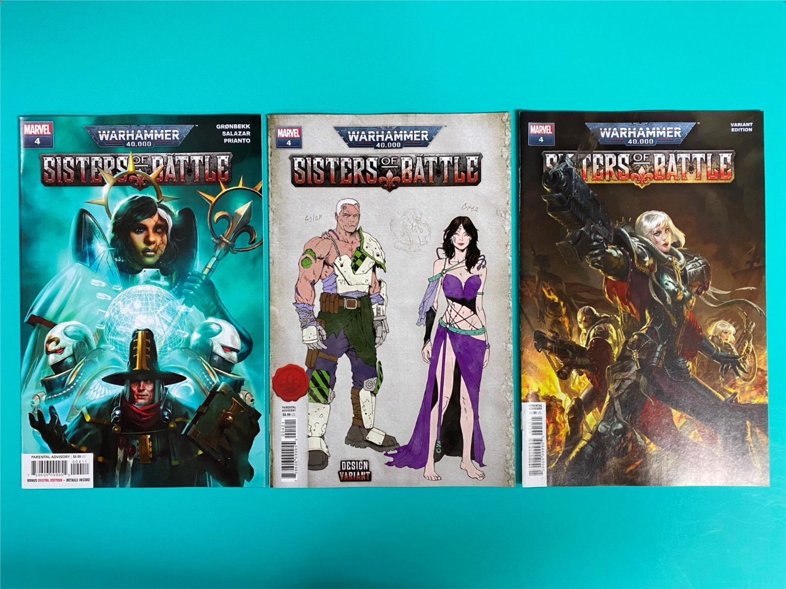 3x WARHAMMER 40K SISTERS of BATTLE # 4 Comic ~ 2021 ~ VARIANT A B/1:10 C ~MARVEL