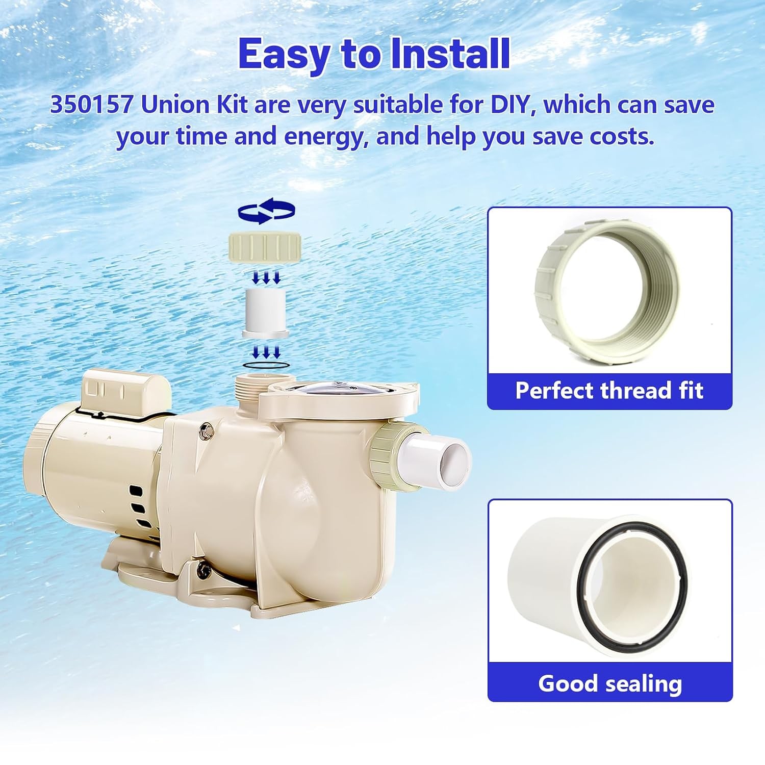 Pool Pump Union Fittings Replacement Pentair SuperFlo & SuperFlo Variable Speed