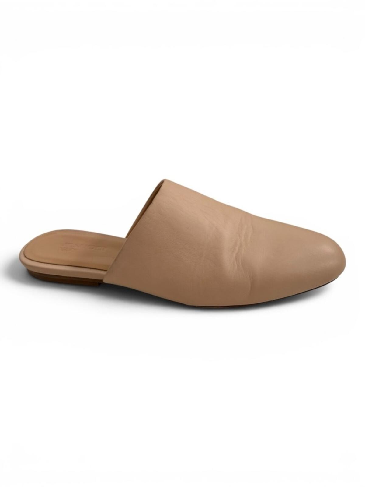 Jil Sander Navy Leather Mules Slip On Flats Beige Size 37.5