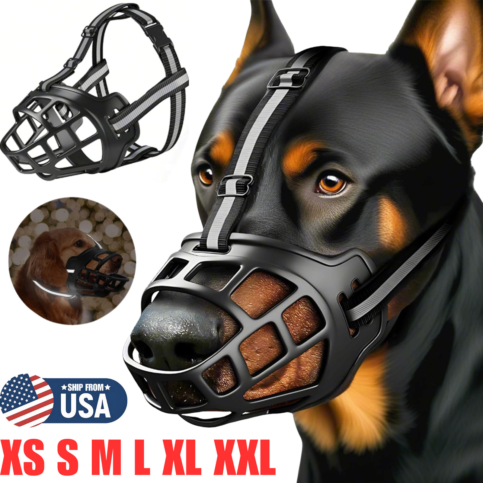Adjustable Pet Dog No Bite Muzzle Cage Mouth Mesh Cover For XS S M L XL XXL USA