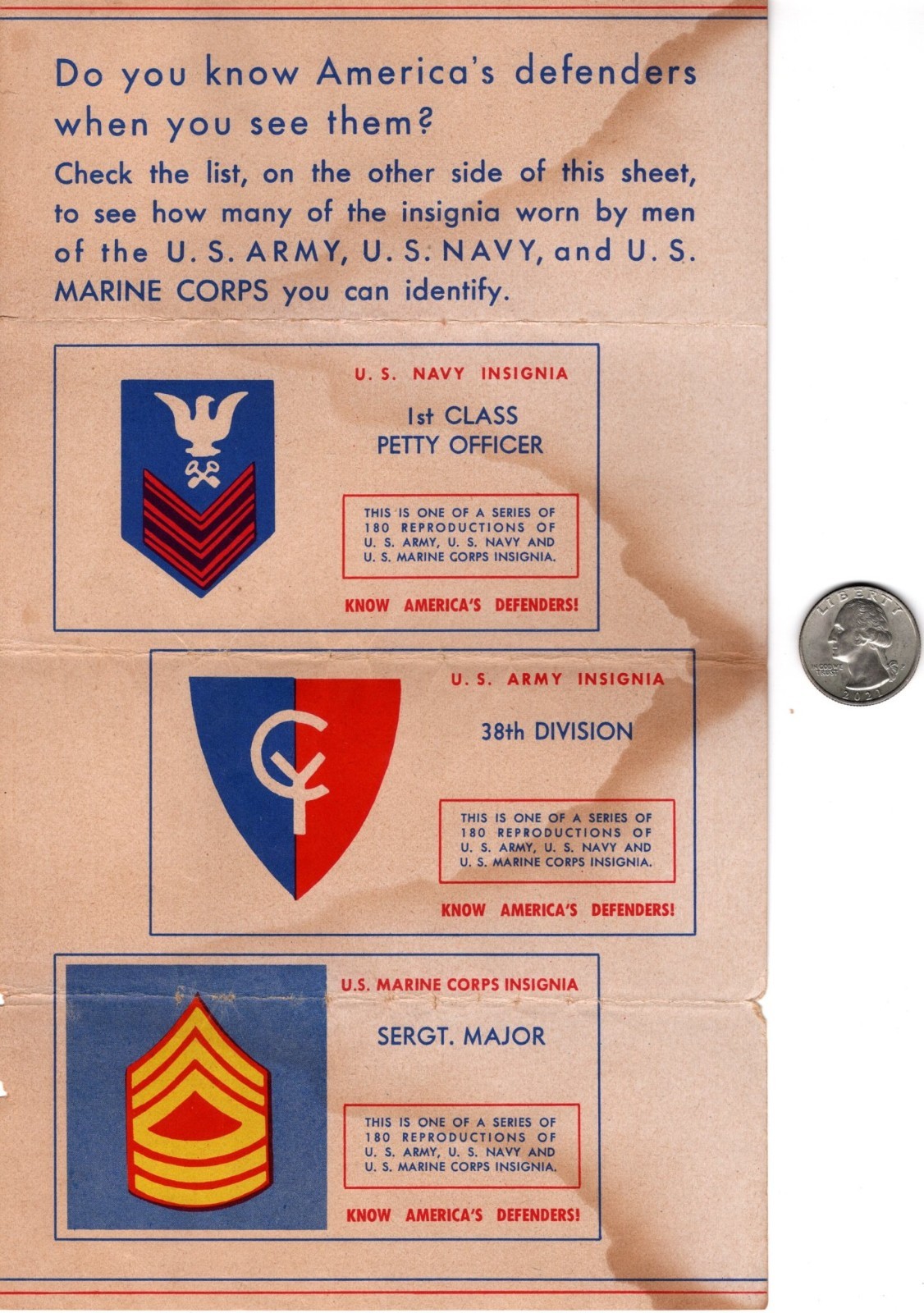 WW2 WWII US Army Military Home Front Krug's White Bread Insignia Promotion Flyer