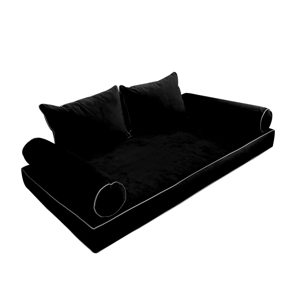 COVER ONLY Model V4 Twin Velvet Contrast Pipe Indoor Daybed Mattress AD374