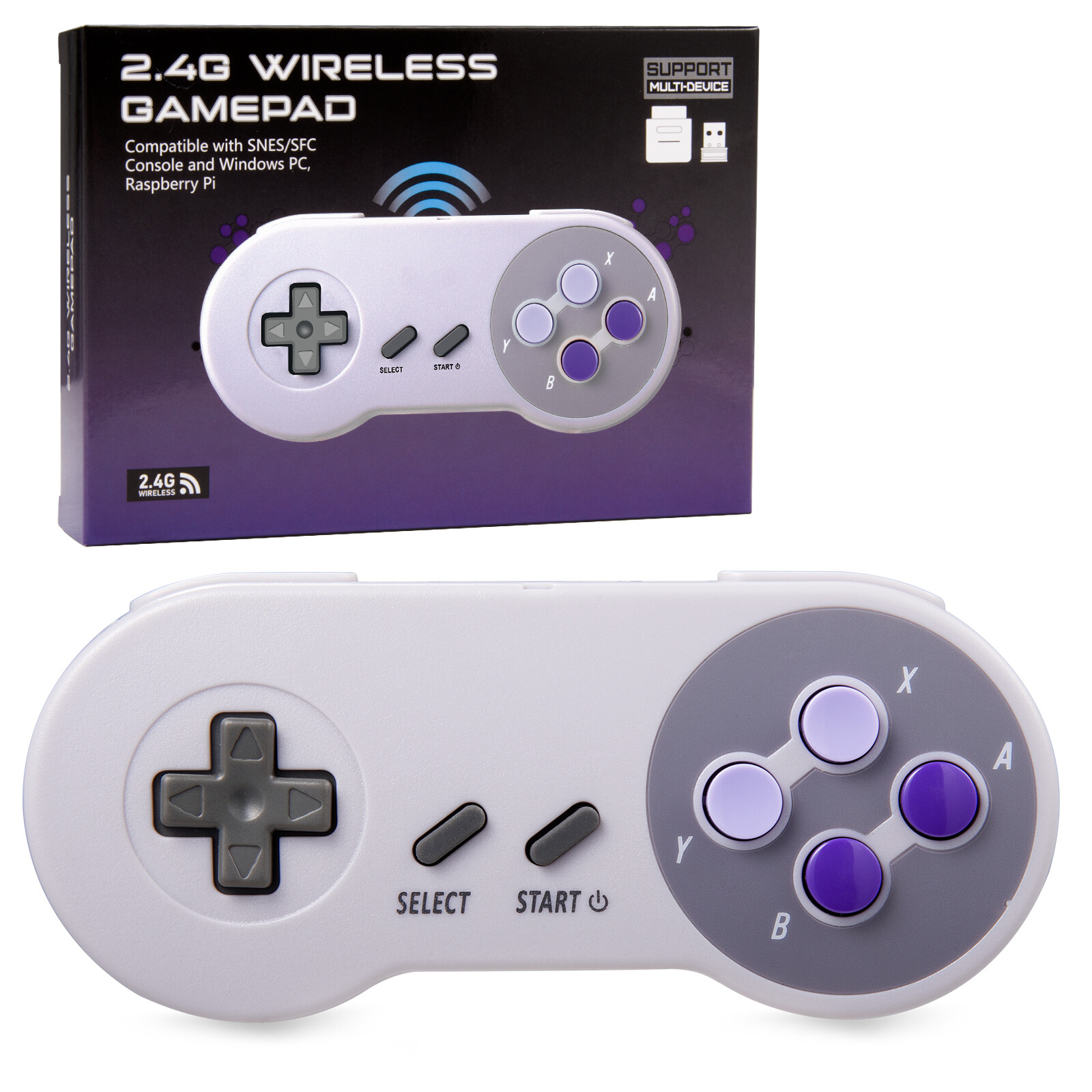 2x Wireless SNES Controller Remote Gamepad For Original Super SNES Console & SFC