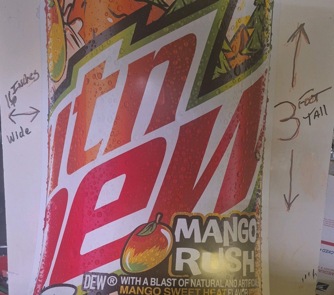 Mountain Dew Mango Rush Little Caesars Exclusive Soda Sign