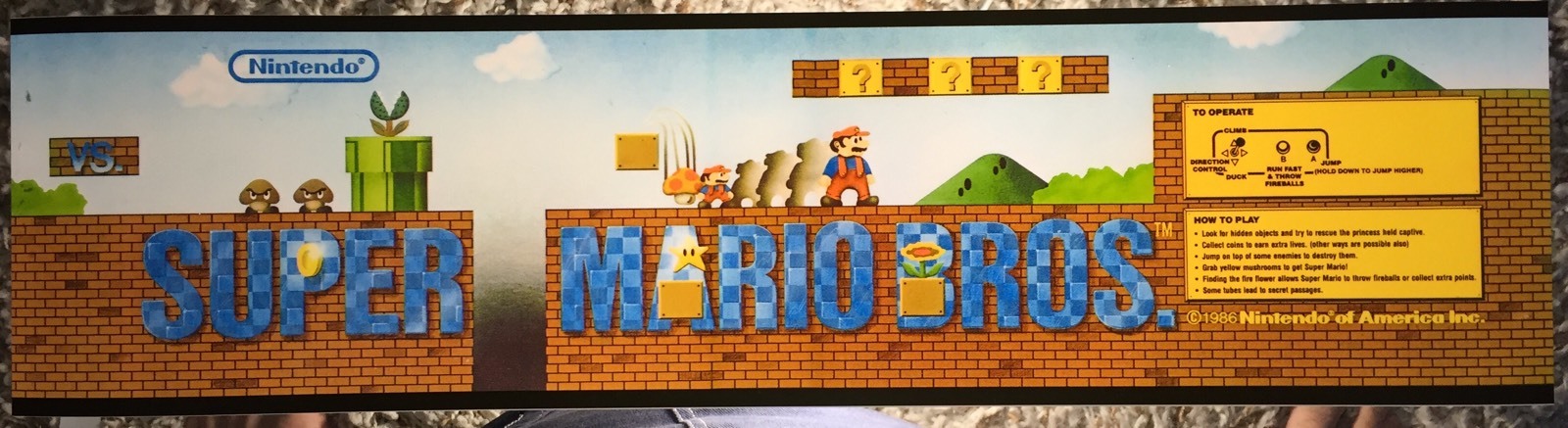 Super Mario Bros Arcade Marquee 26" x 8"
