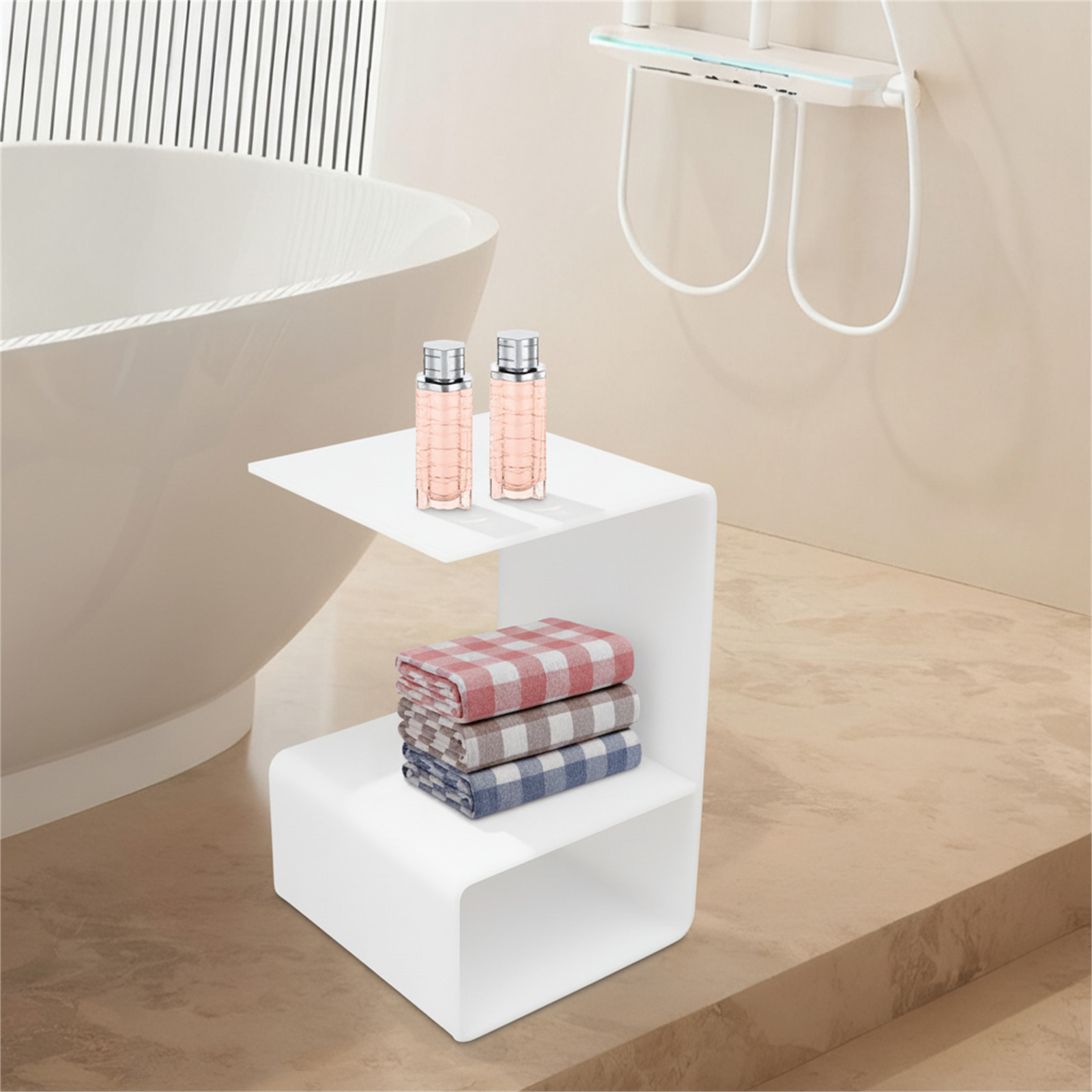 White End Table Acrylic Side Tables  Free Standing Bedside Table No Assembly