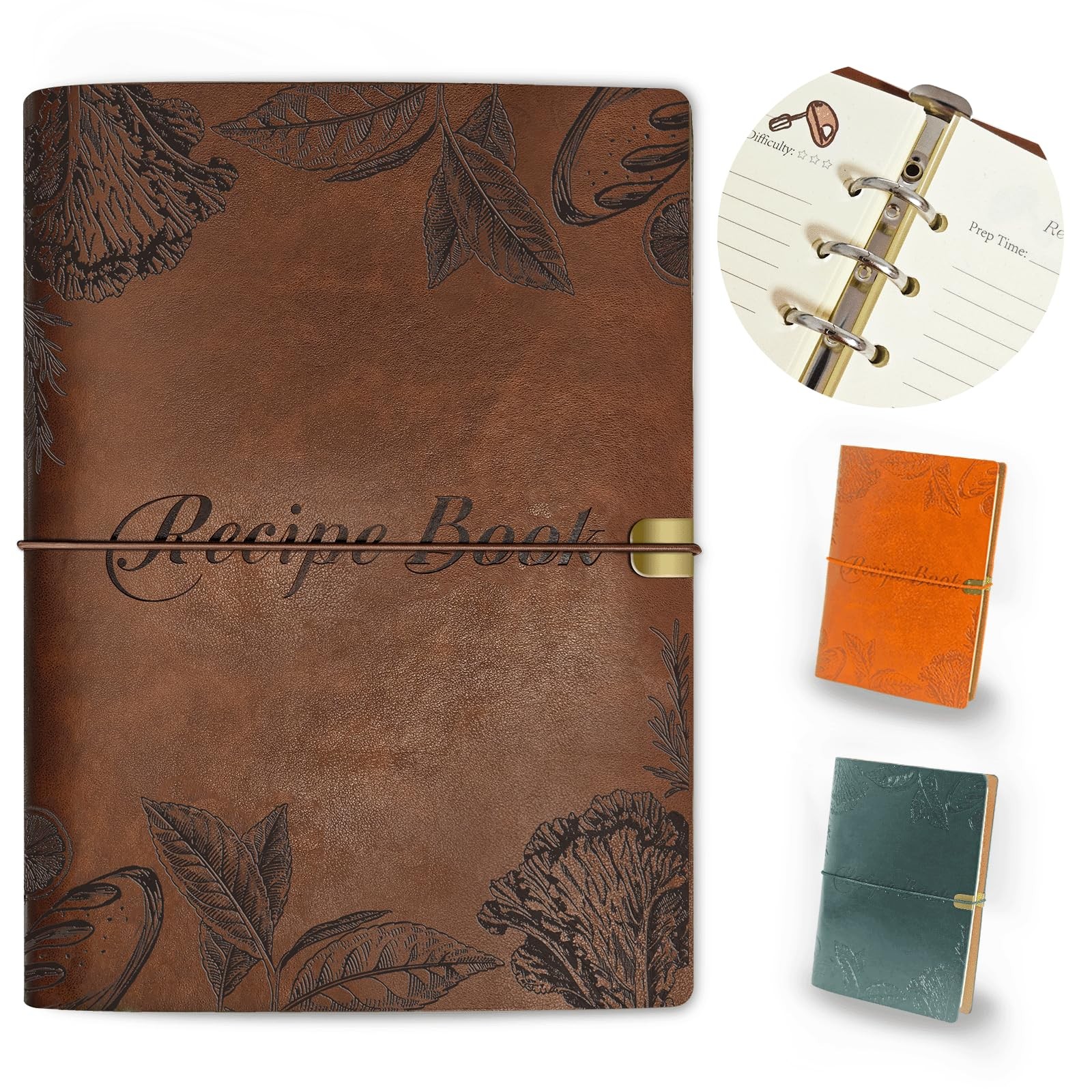 GoShambar Blank Recipe Book To Write In Your Own Recipes, Leather A5, Brown