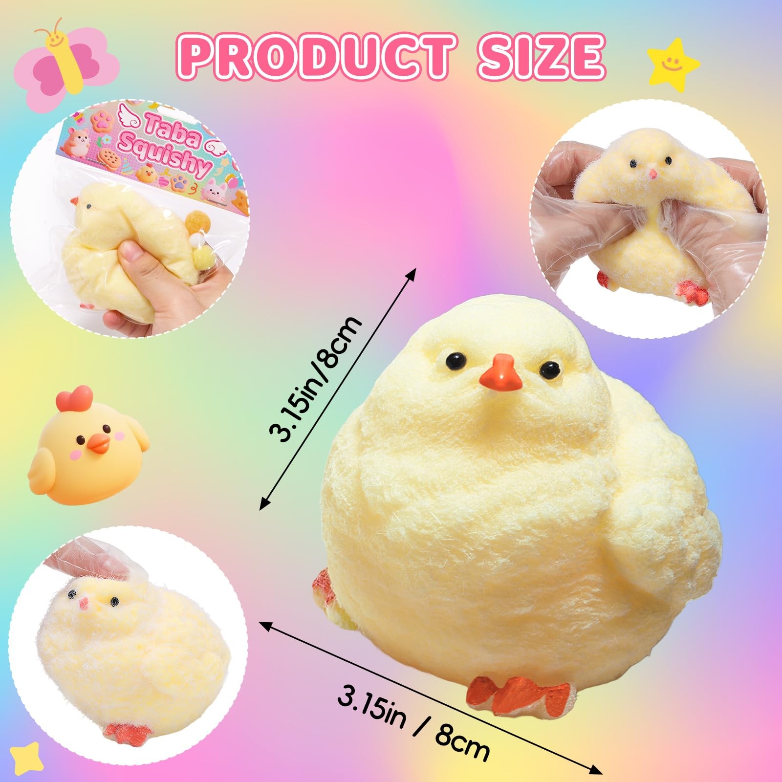 6Pcs Big Taba Squishy -3.15in, Handmade Ultra Soft Chick Taba Squishy Kit, Cu...