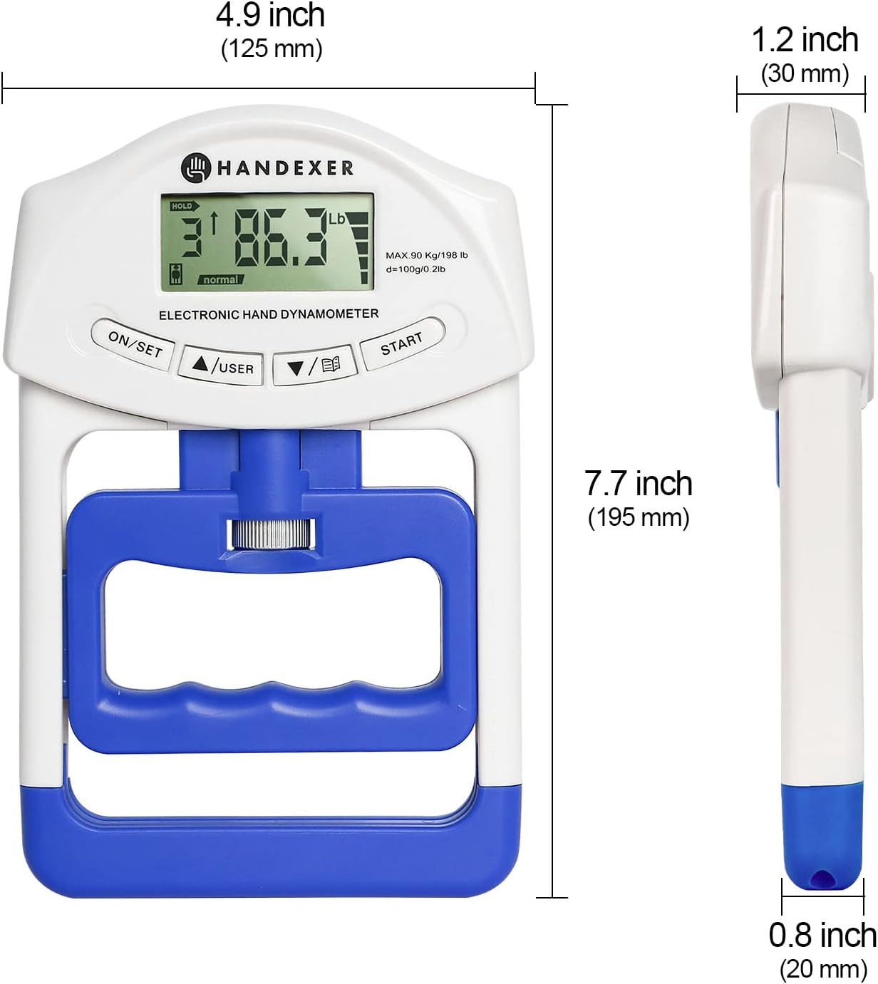 Grip Strength Tester - Hand Grip Dynamometer - Handheld Digital Grip Measurement