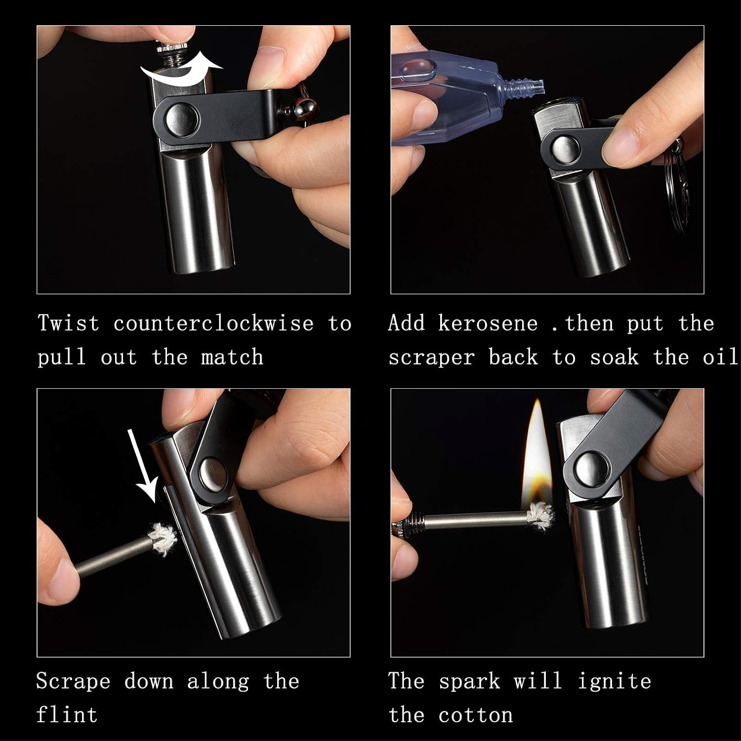 Permanent Match Lighter, 2 Pack Waterproof Flint Fire Starters | Reusable infini