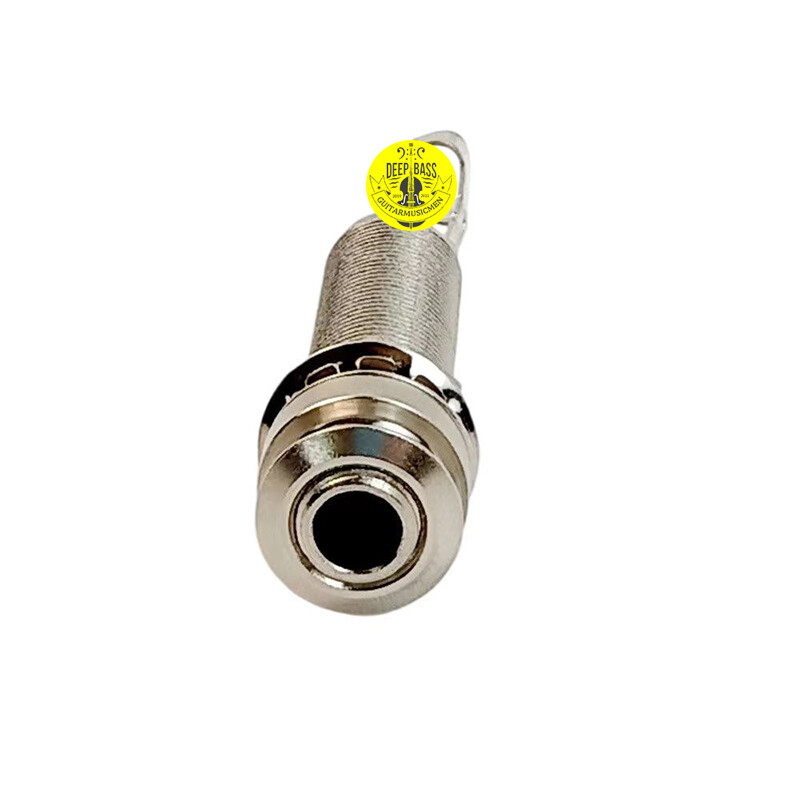 2PCS Threaded Cylinder Guitar Endpin Jack Plug Socket Strap 6.35mm Output Silver