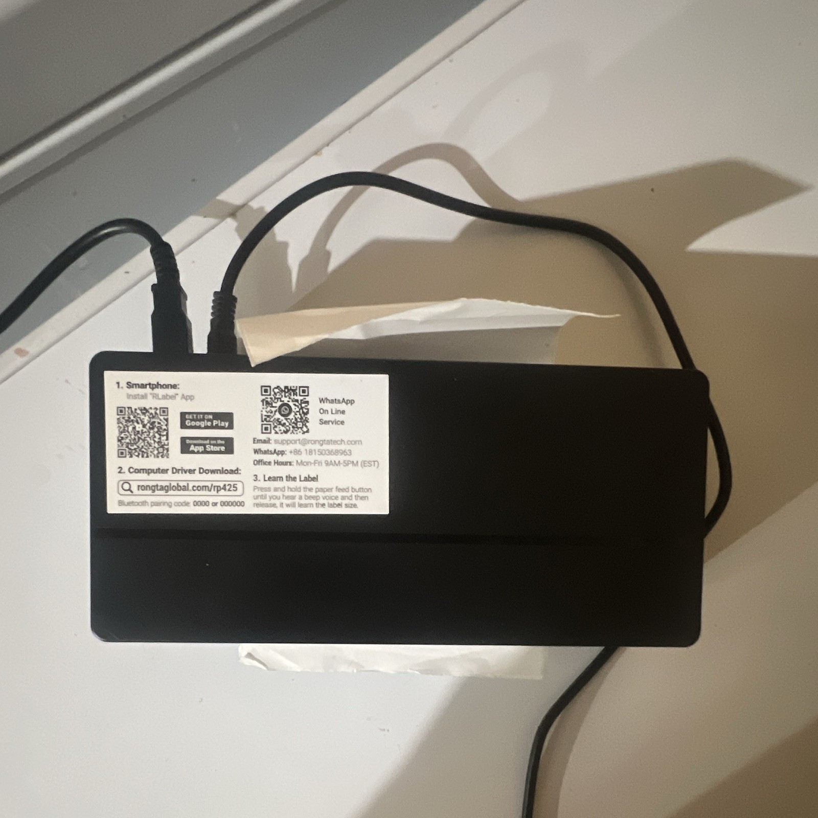 Rongta RP425 Thermal Label Printer, Bluetooth, 4 in Print Width, Android