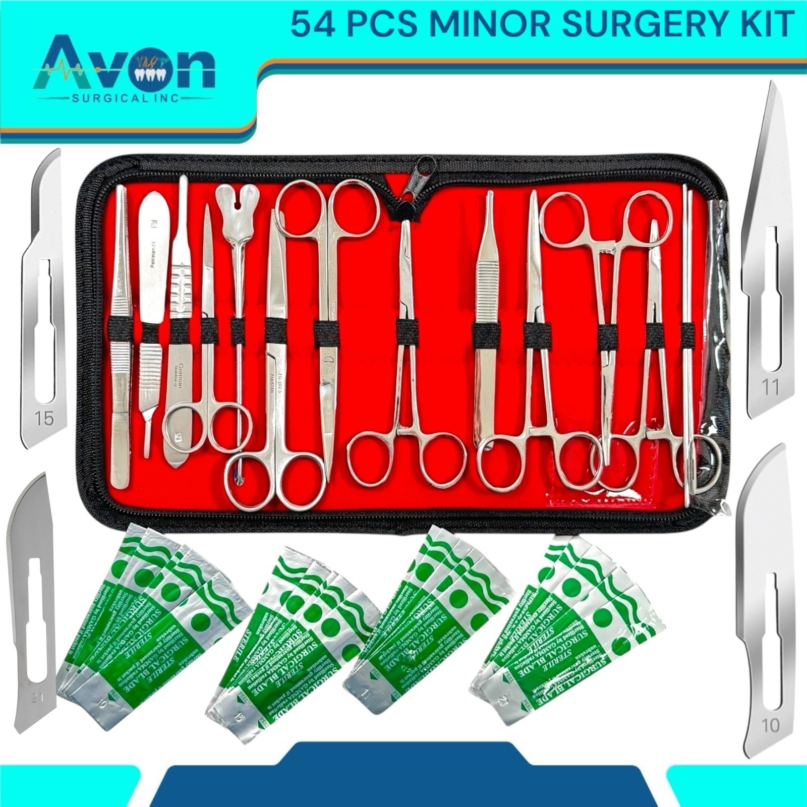 54 PCS MINOR SURGERY DISSECTION DISSECTING STUDENT KIT SURGICAL INSTRUMENTS
