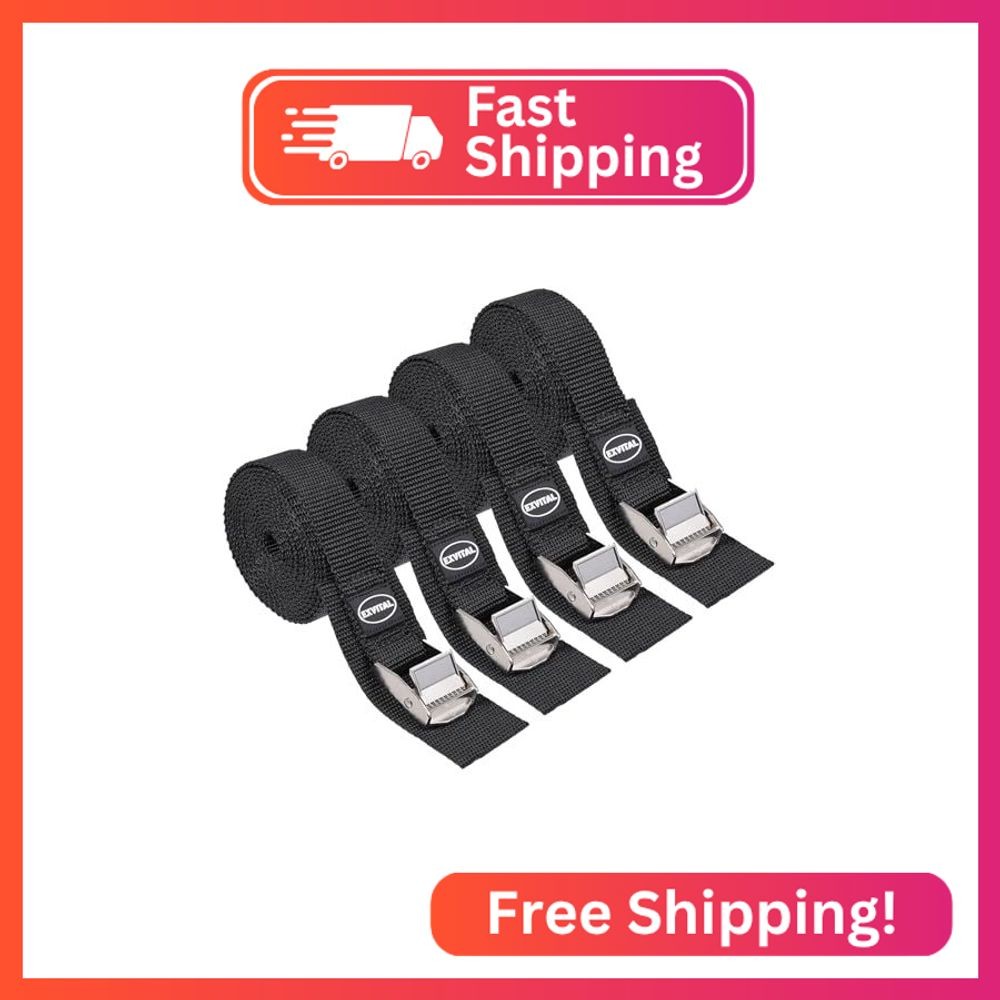 EXVITAL Lashing Straps with Cam Buckles Tie Down 8'x 1" Adjustable Cinch Straps