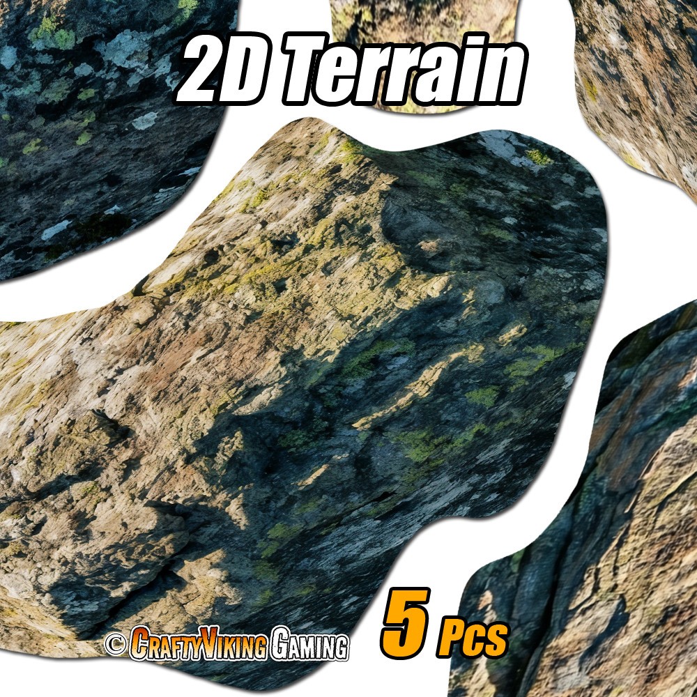 2D terrain - ROCKS compatible with war gaming / miniature games non-slip mat